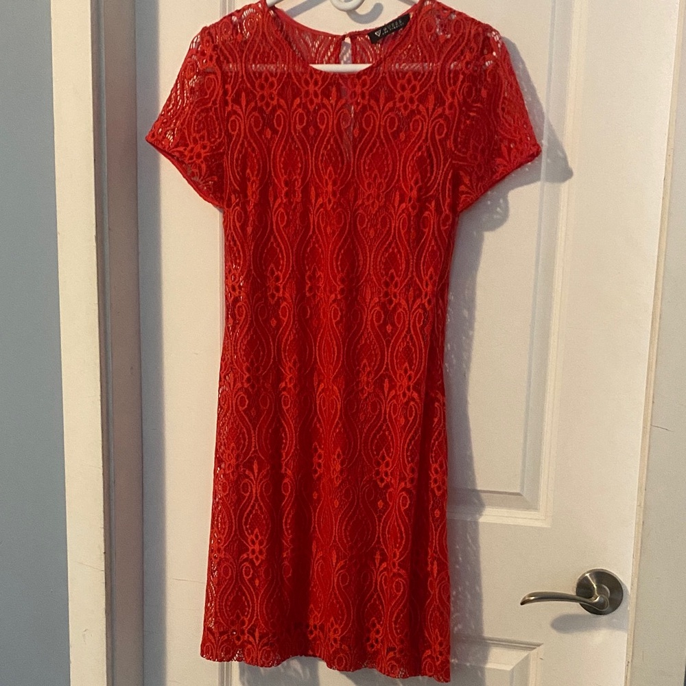 Guess Red Lace Mini Dress